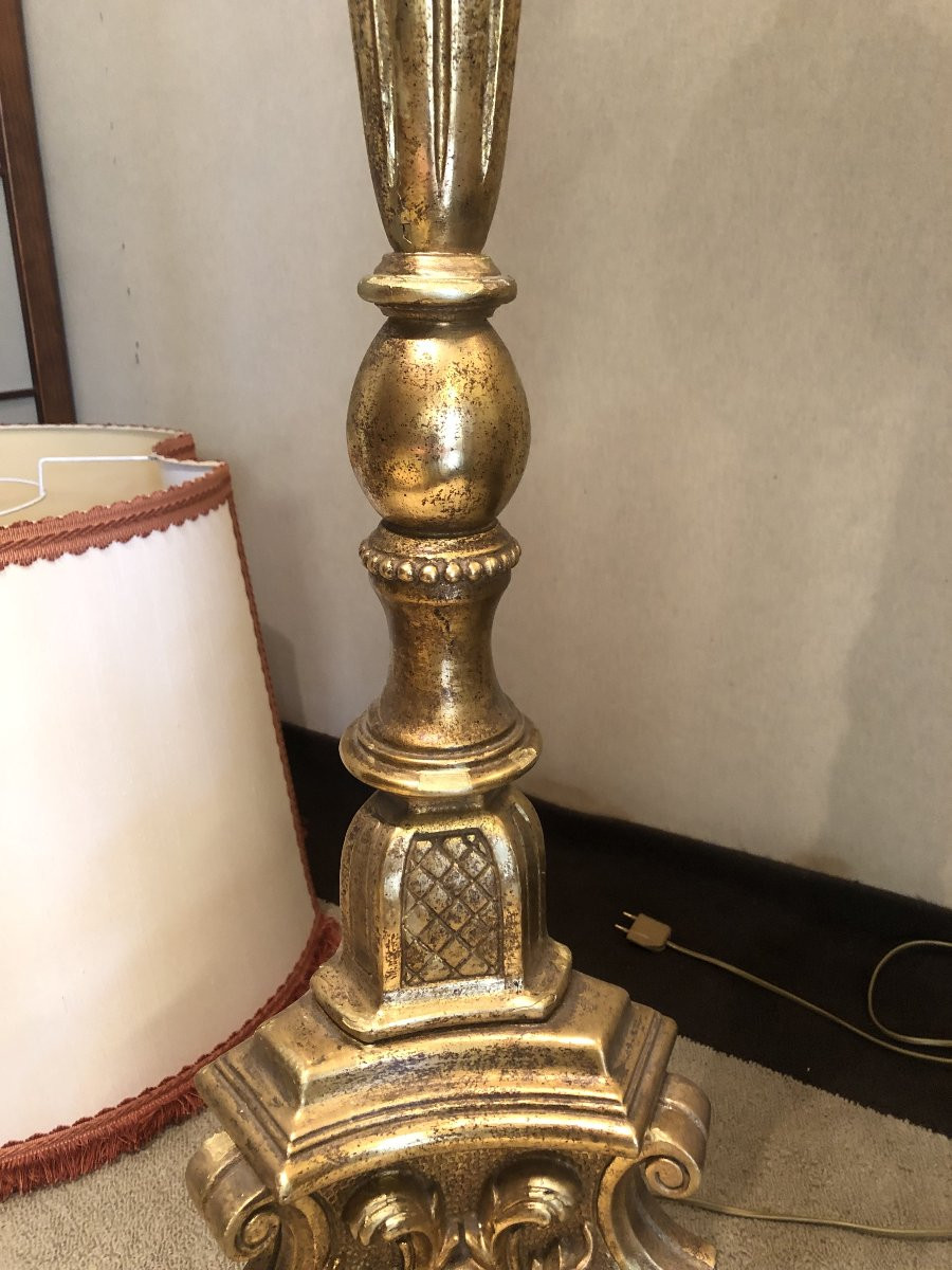 Golden Wood Floor Lamp -photo-2