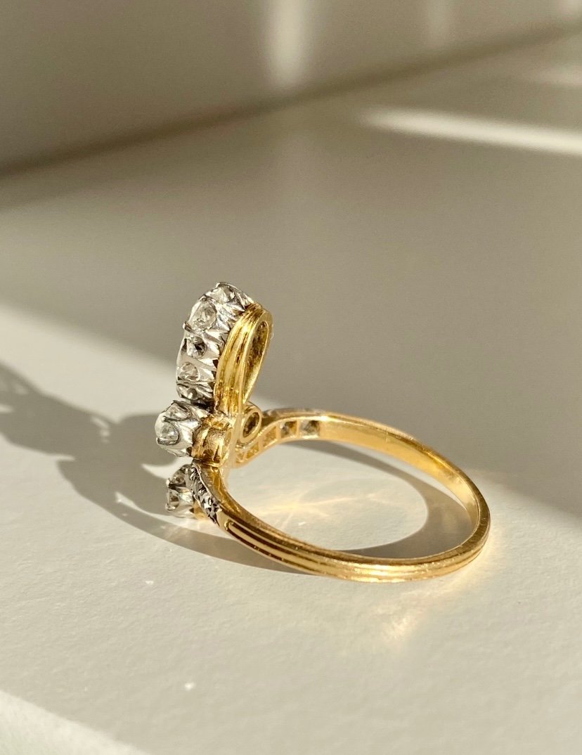 Duchess Ring In 18k Yellow Gold And Platinum-photo-3