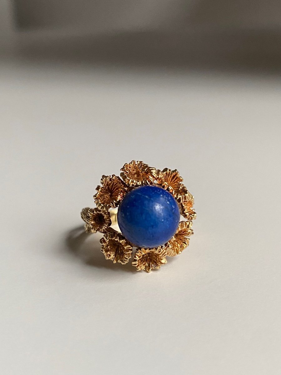 Ring In 18k Yellow Gold And Lapis Lazuli-photo-3