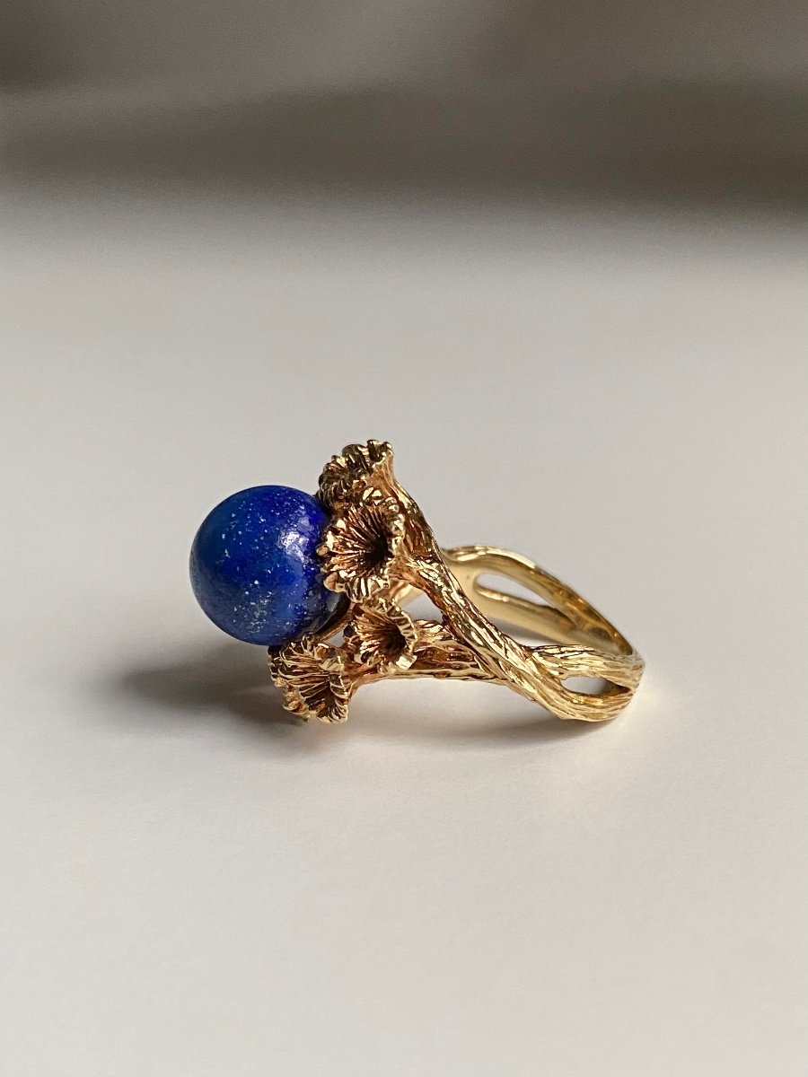 Ring In 18k Yellow Gold And Lapis Lazuli-photo-5
