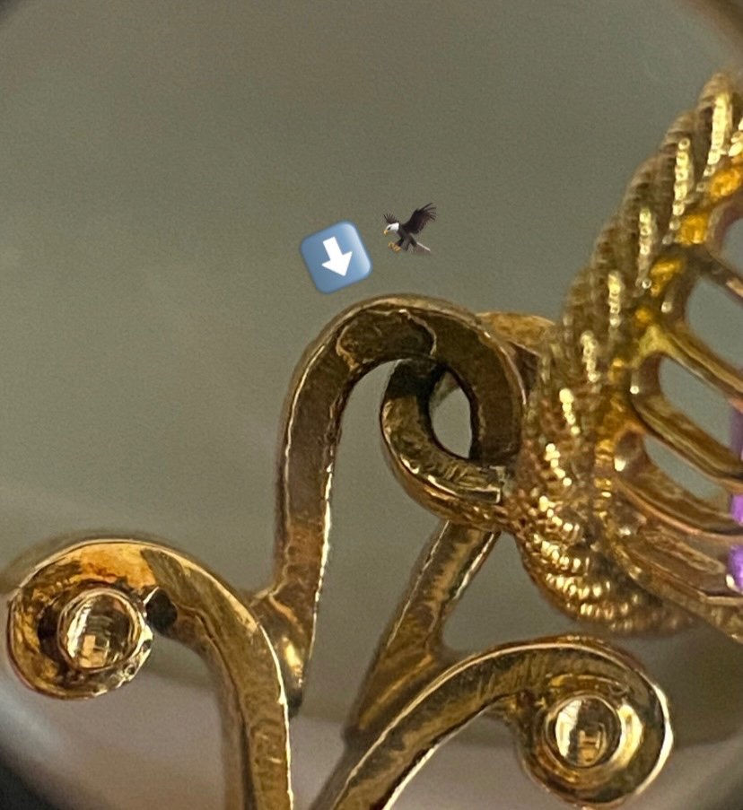 18k Yellow Gold Pendant Composed Of Two Amethysts-photo-7