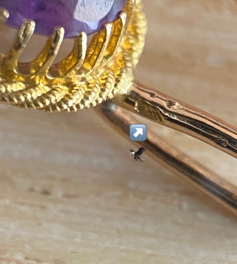 18k Yellow Gold Pendant Composed Of Two Amethysts-photo-8