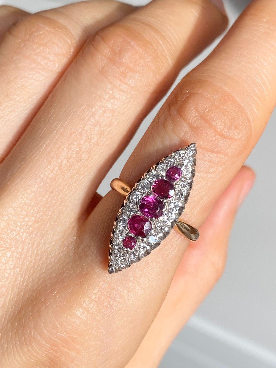 Marquise Ring In 18k Yellow And White Gold-photo-5