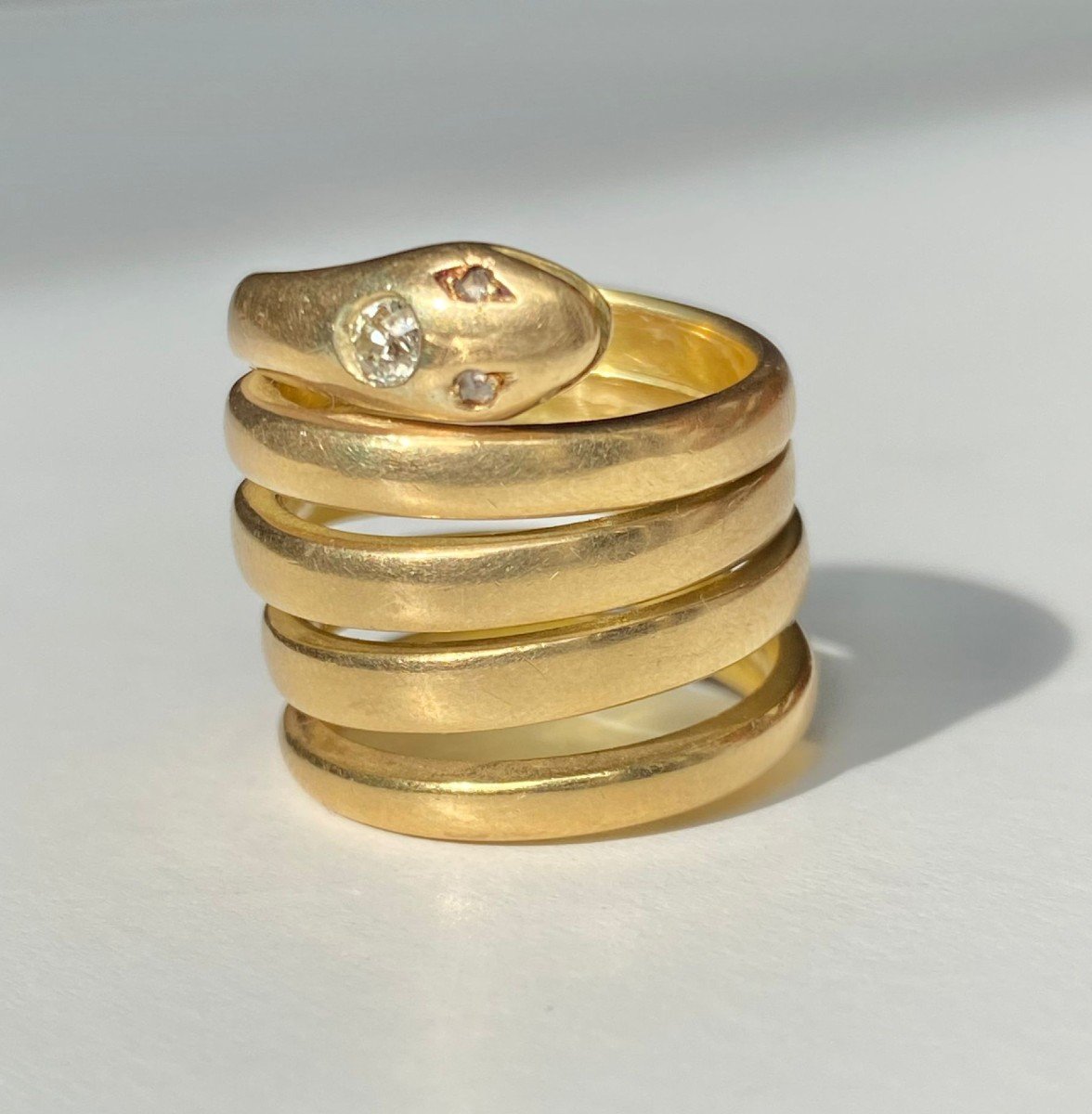 Important Ring Snake Body In 18k Yellow Gold-photo-2