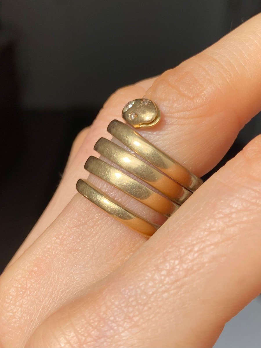 Important Ring Snake Body In 18k Yellow Gold-photo-5