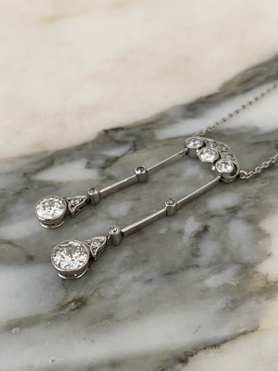Collier Négligé De Période Art Déco En Platine Et Diamants -photo-1