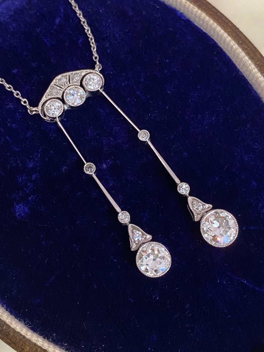 Collier Négligé De Période Art Déco En Platine Et Diamants 