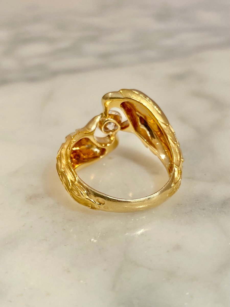 Bague En Or Jaune 18k Et Diamants -photo-2