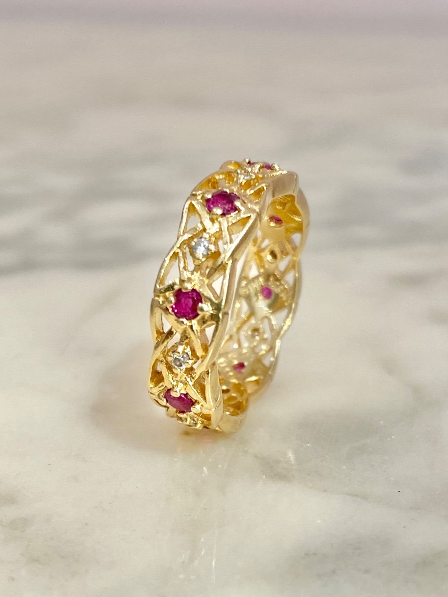 L‘anneau D’eternité Givenchy En Or 18k Rubis Et Diamants -photo-2