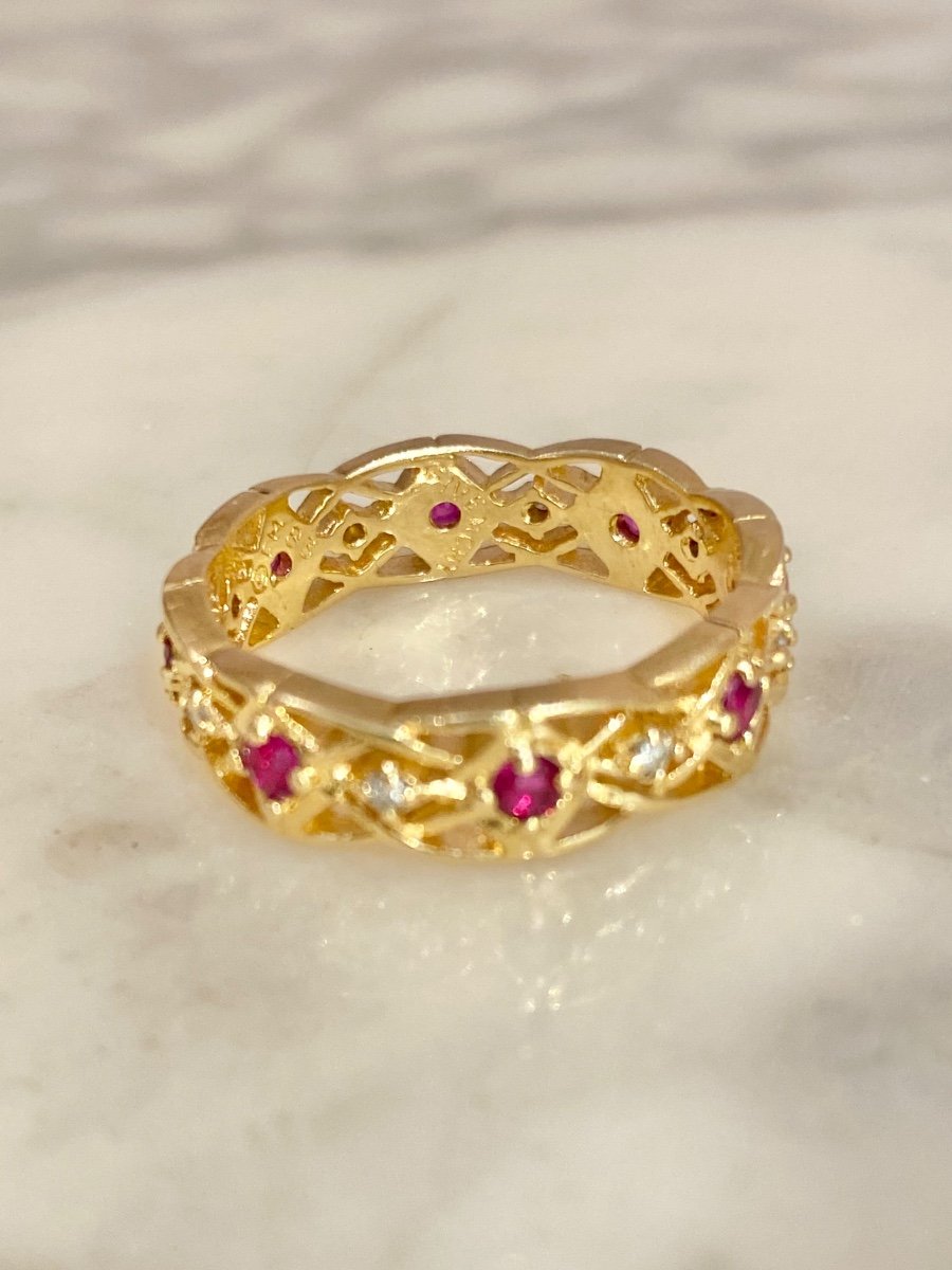 L‘anneau D’eternité Givenchy En Or 18k Rubis Et Diamants -photo-4