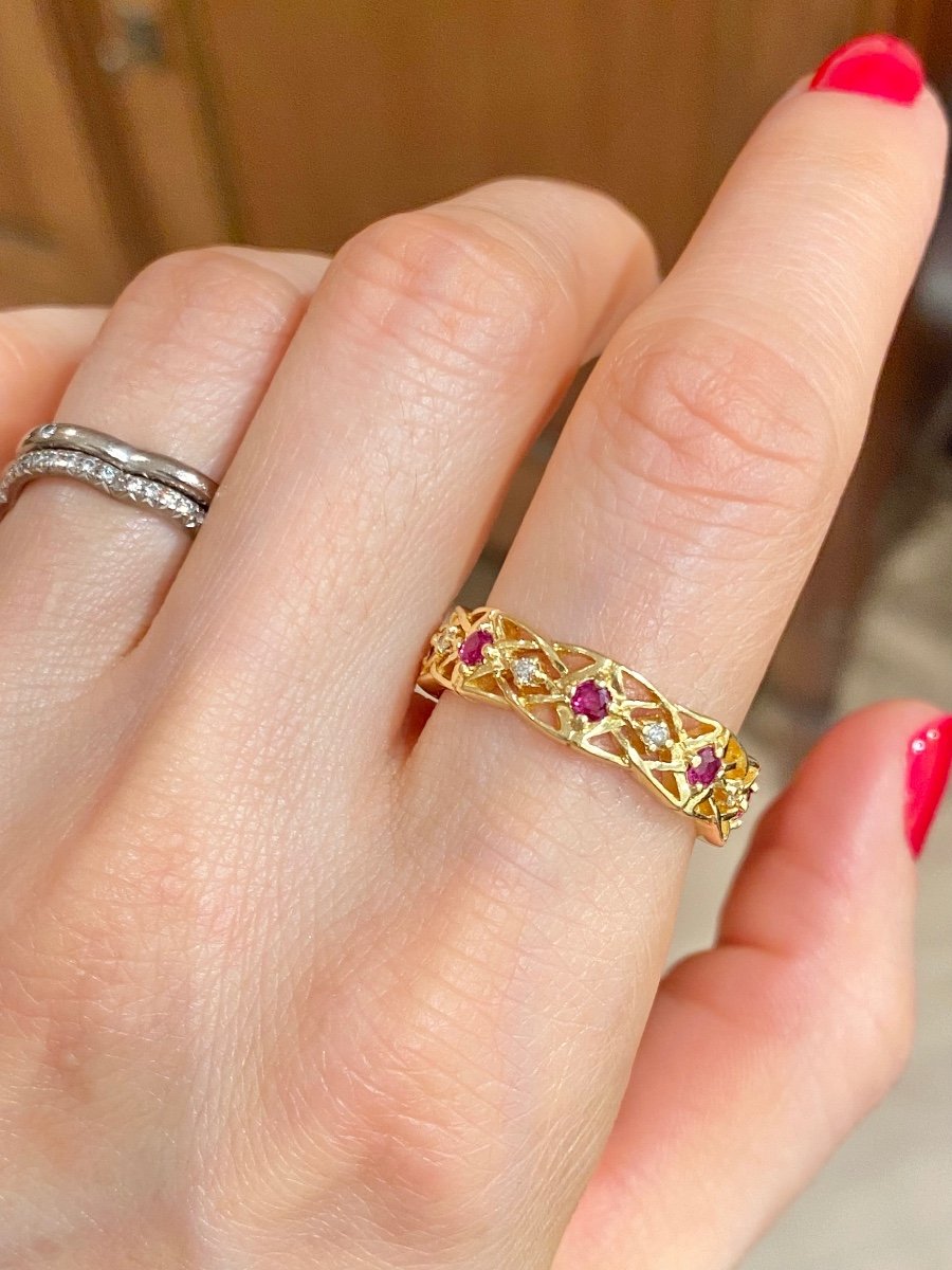 L‘anneau D’eternité Givenchy En Or 18k Rubis Et Diamants -photo-3