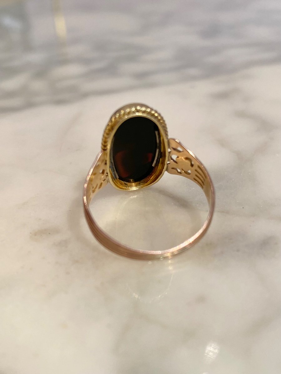 Antique Ring In 18k Rose And Yellow Gold Centered With A Cameo-photo-4
