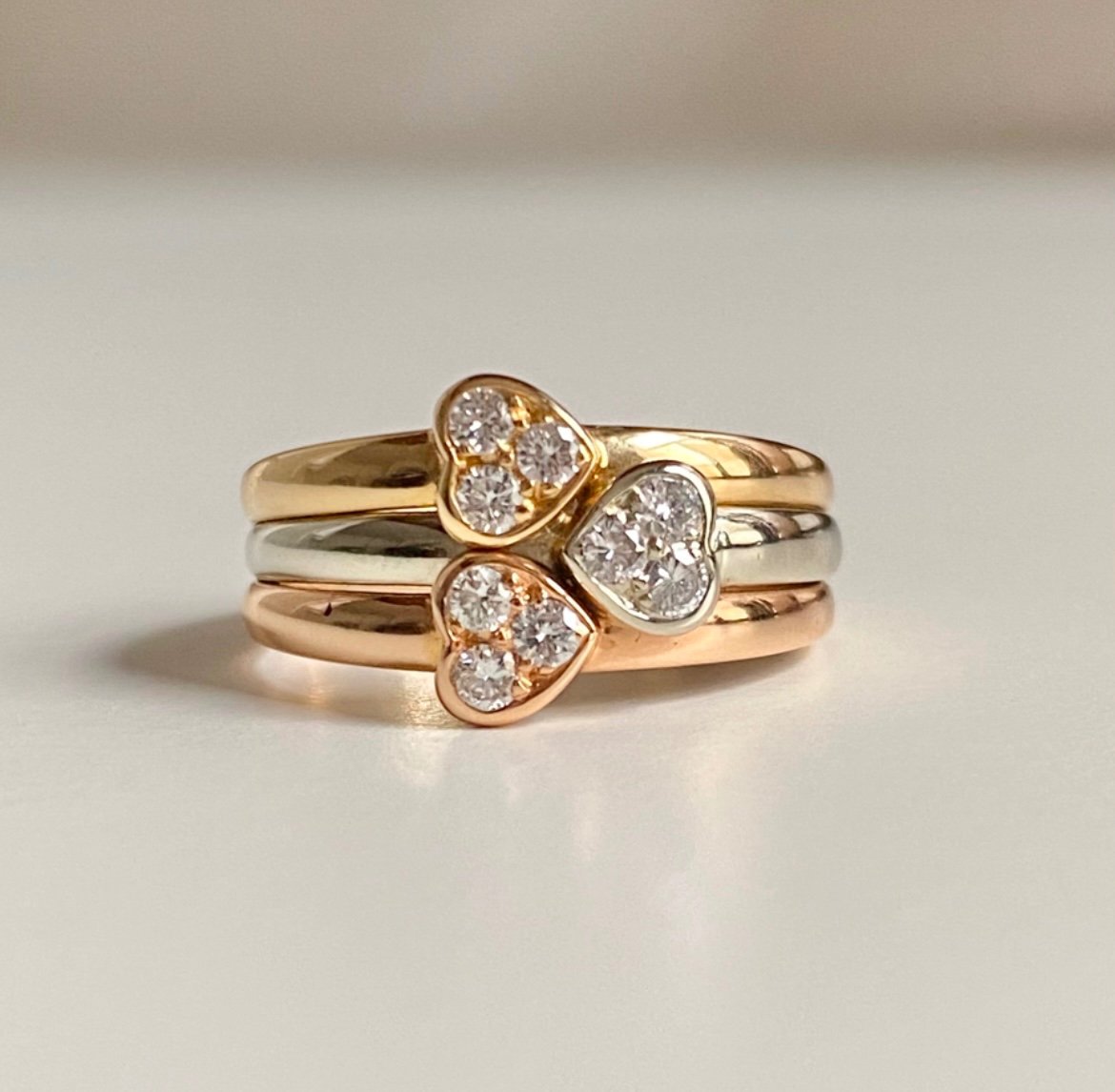 Van Cleef & Arpels Three Hearts Ring In 18k Three-color Gold