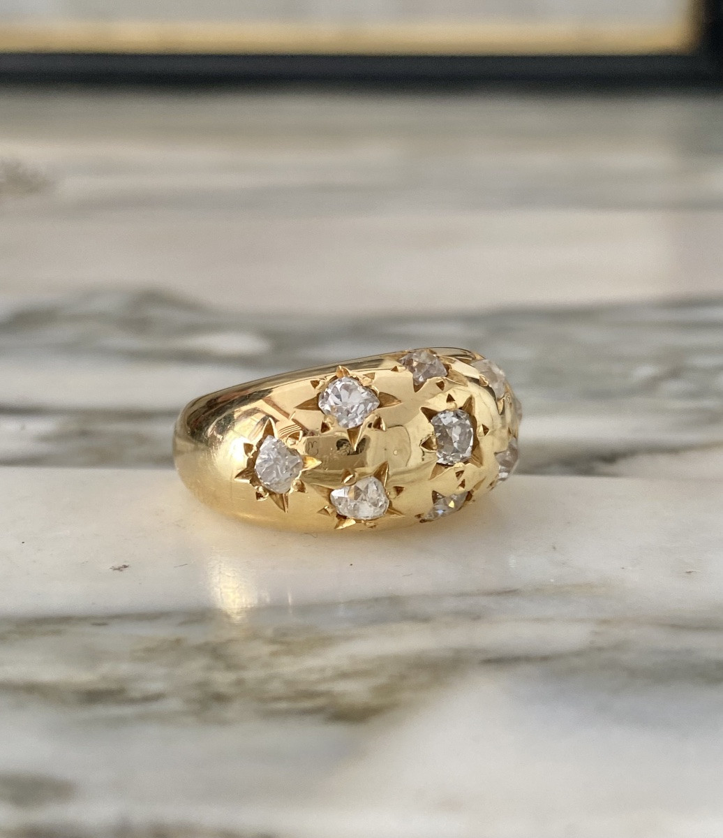 Constellation Ball Ring In 18k Yellow Gold And Diamonds -photo-3
