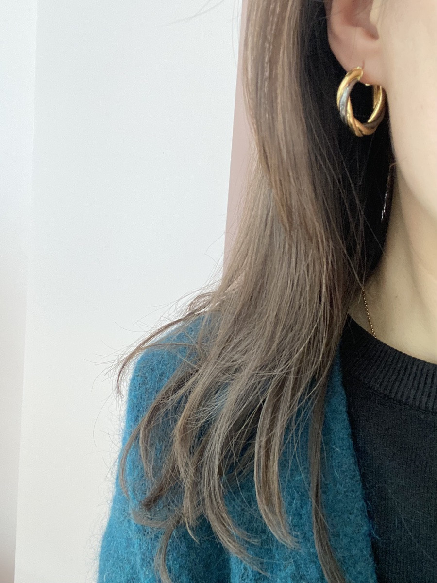 Boucles d'Oreilles Vintage Créoles Torsadées En Or 18k-photo-6