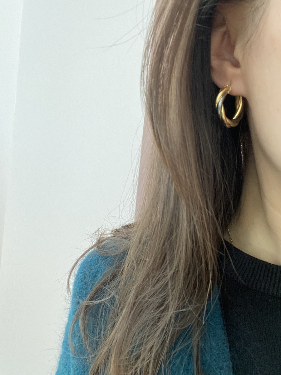 Boucles d'Oreilles Vintage Créoles Torsadées En Or 18k-photo-7
