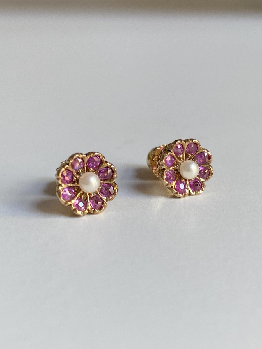 Boucle d'Oreilles Anciennes De Travail Portugais En Or Jaune 19,2k-photo-3