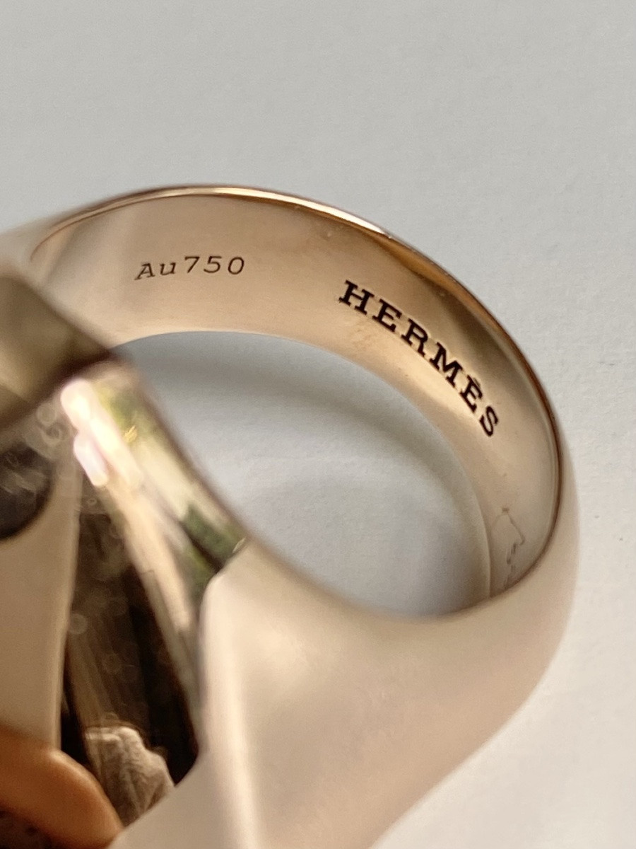 Hermès Collier De Chien Rock Ring In 18k Rose Gold-photo-3