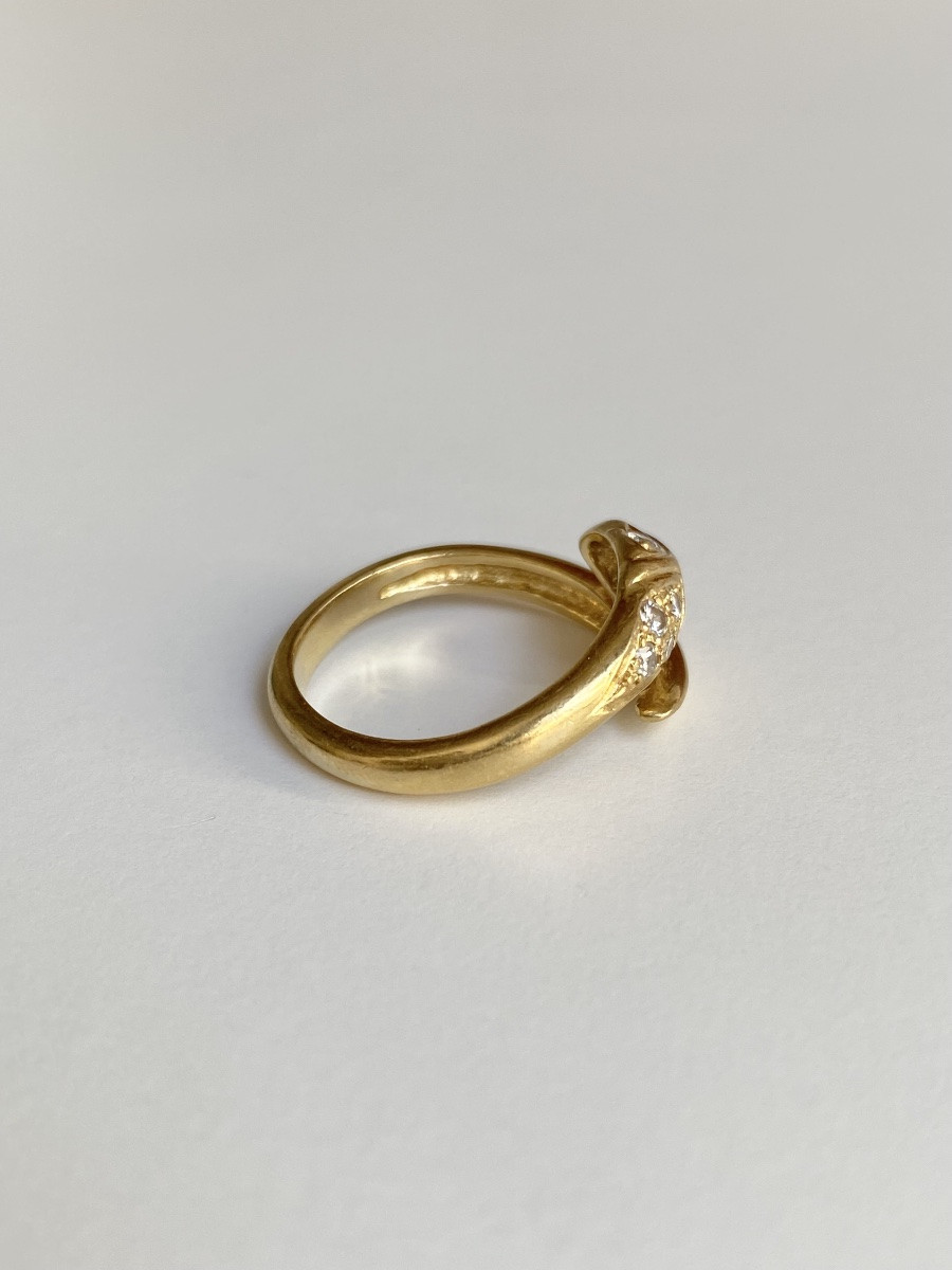 Bague En Or Jaune 18k En Forme De Serpent Et Diamants -photo-4