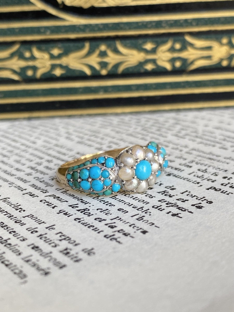 Antique Flower Ring In 18k Yellow Gold-photo-4