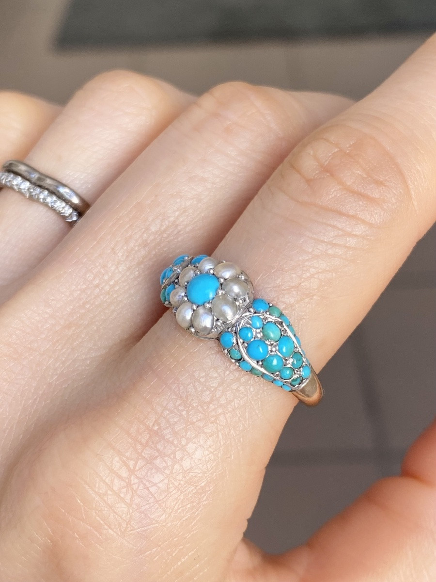 Antique Flower Ring In 18k Yellow Gold-photo-7