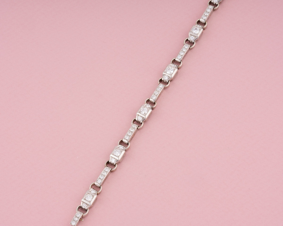Art Deco Bracelet In 18k Gold And Diamonds -photo-2