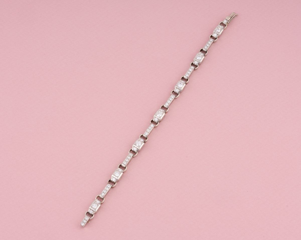 Art Deco Bracelet In 18k Gold And Diamonds -photo-3
