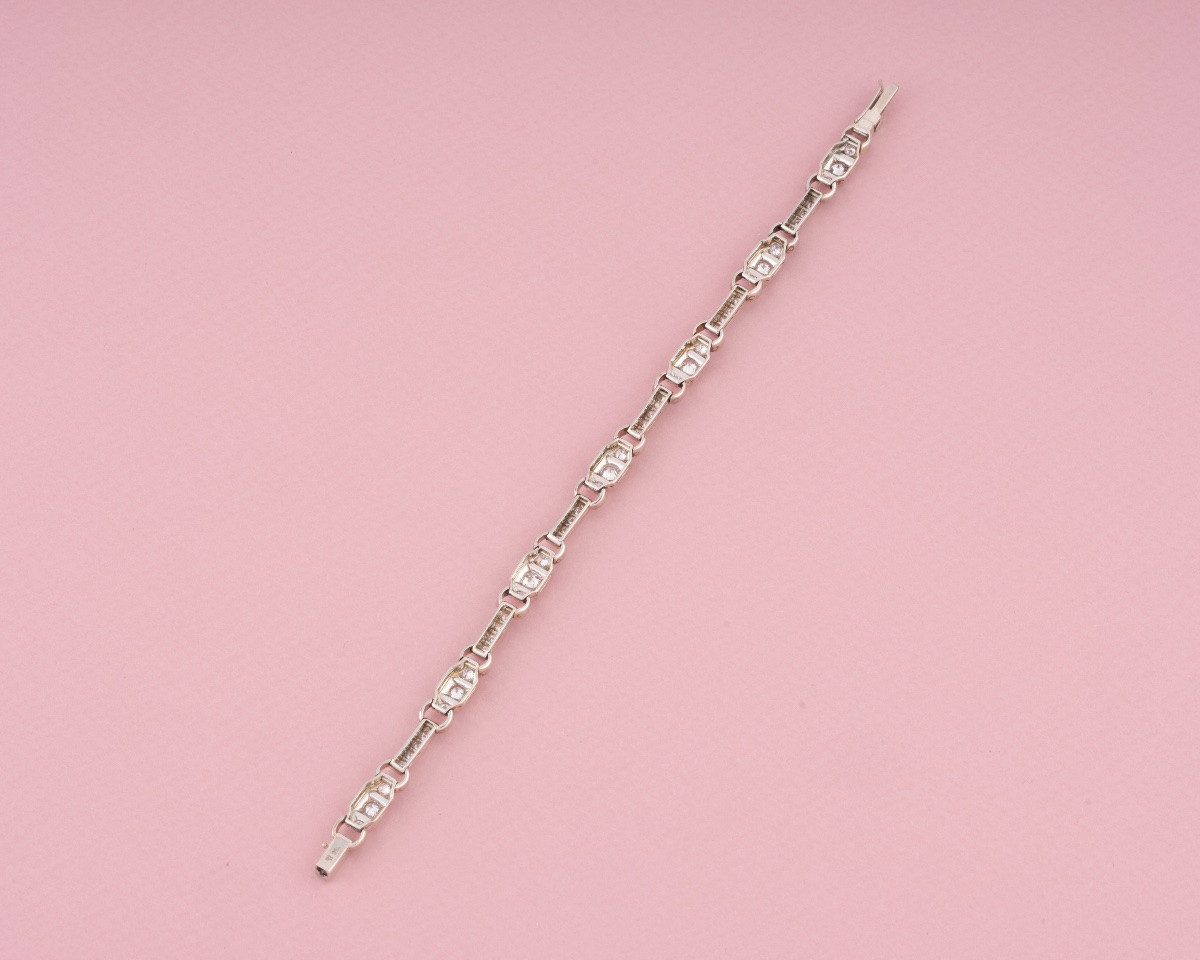 Art Deco Bracelet In 18k Gold And Diamonds -photo-4