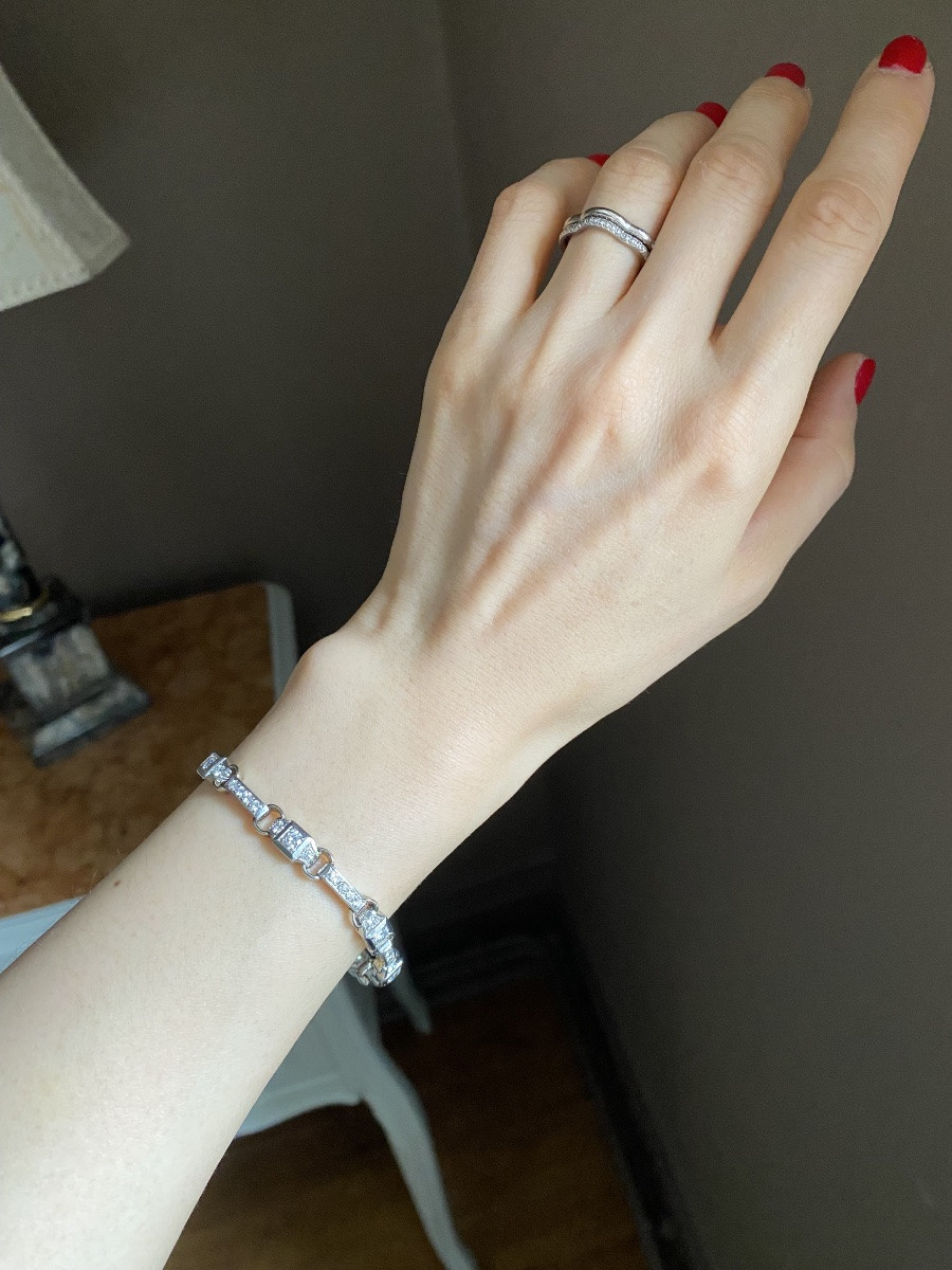 Art Deco Bracelet In 18k Gold And Diamonds -photo-2