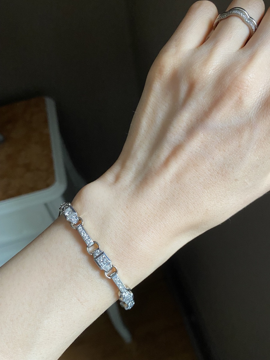 Art Deco Bracelet In 18k Gold And Diamonds -photo-3