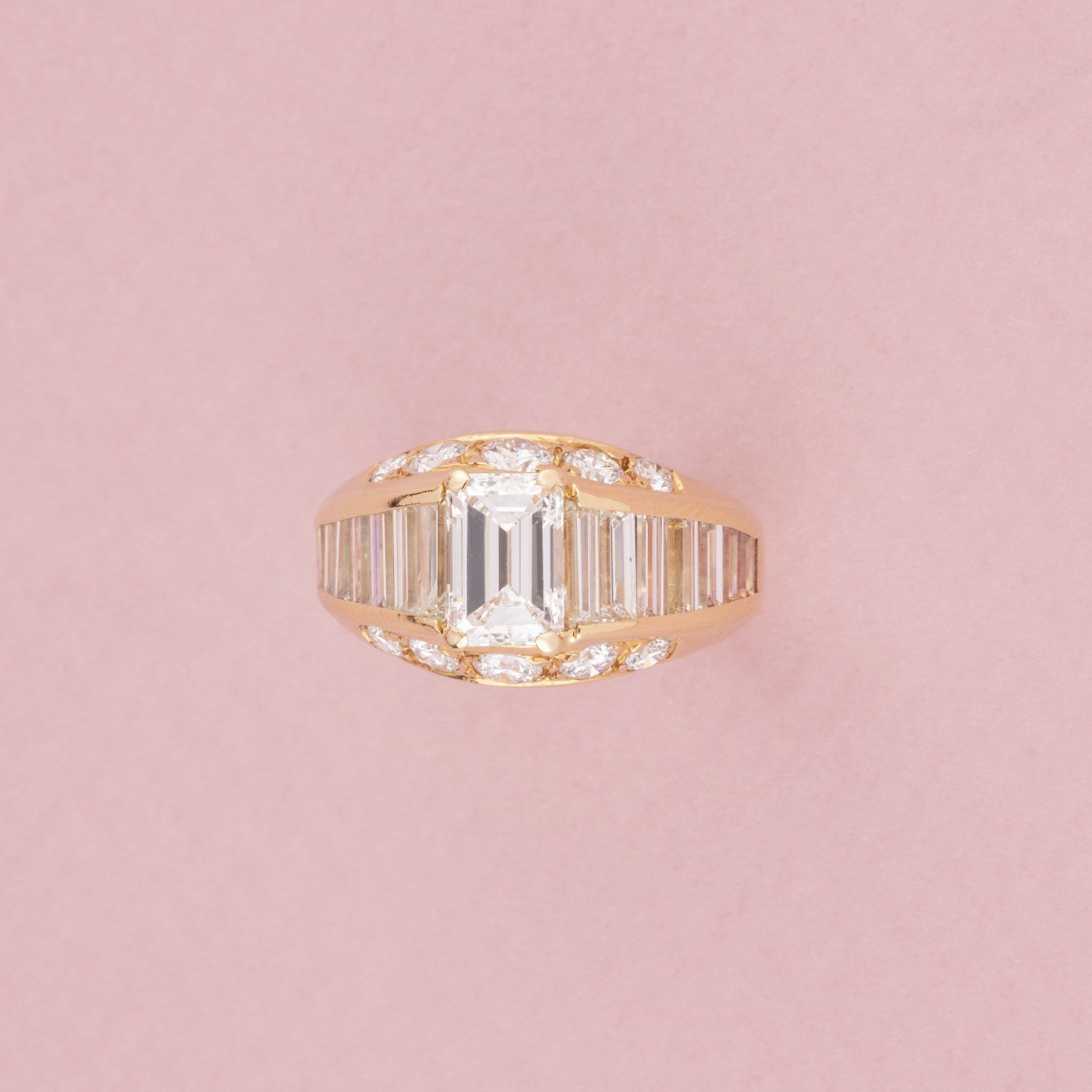 Bague en or jaune 18K et diamants -photo-3