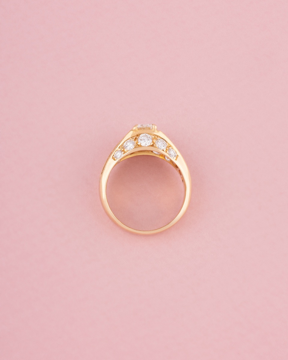 Bague en or jaune 18K et diamants -photo-1