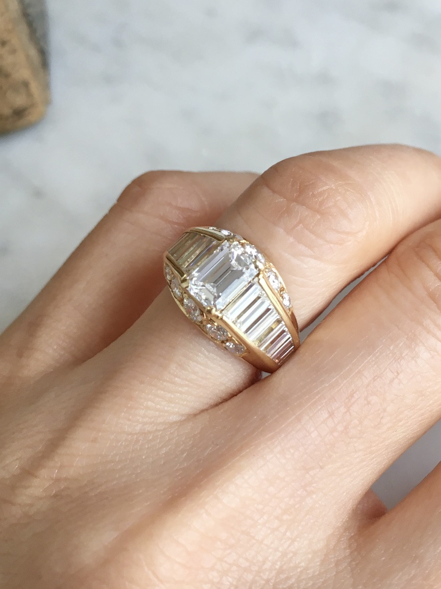 Bague en or jaune 18K et diamants -photo-3