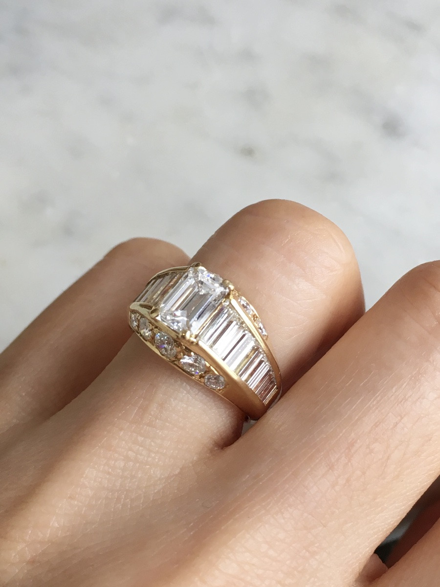 Bague en or jaune 18K et diamants -photo-4