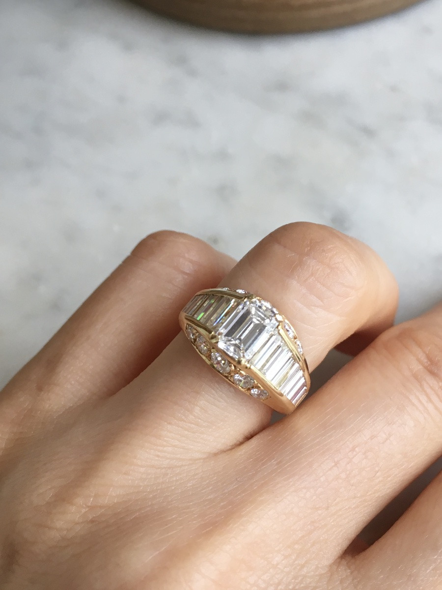Bague en or jaune 18K et diamants -photo-5