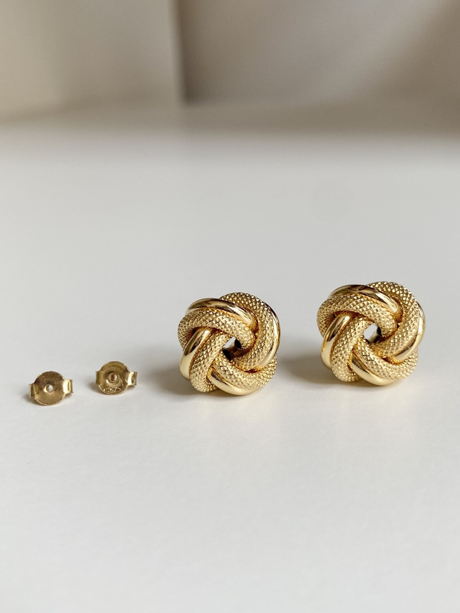 Boucles d'oreilles nœud en or 18K -photo-3