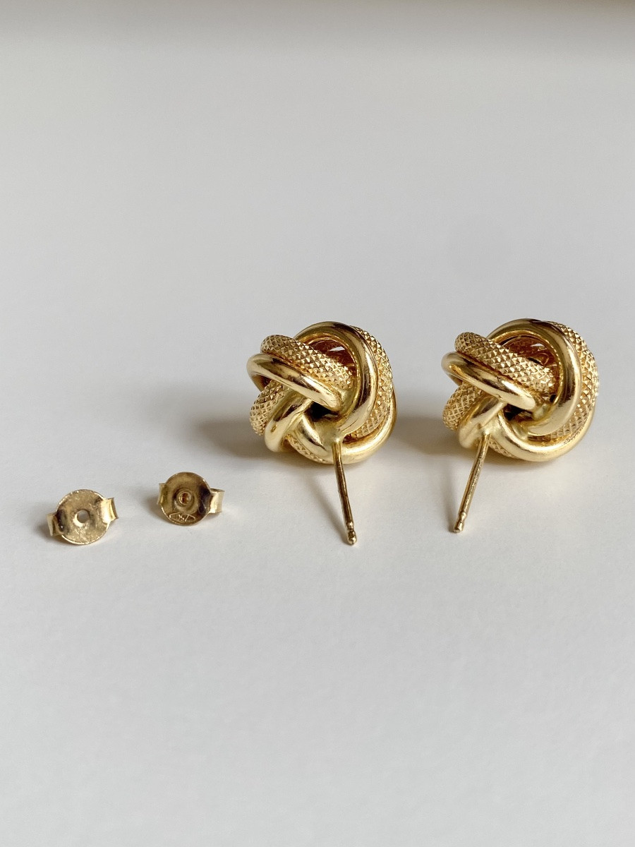 Boucles d'oreilles nœud en or 18K -photo-4