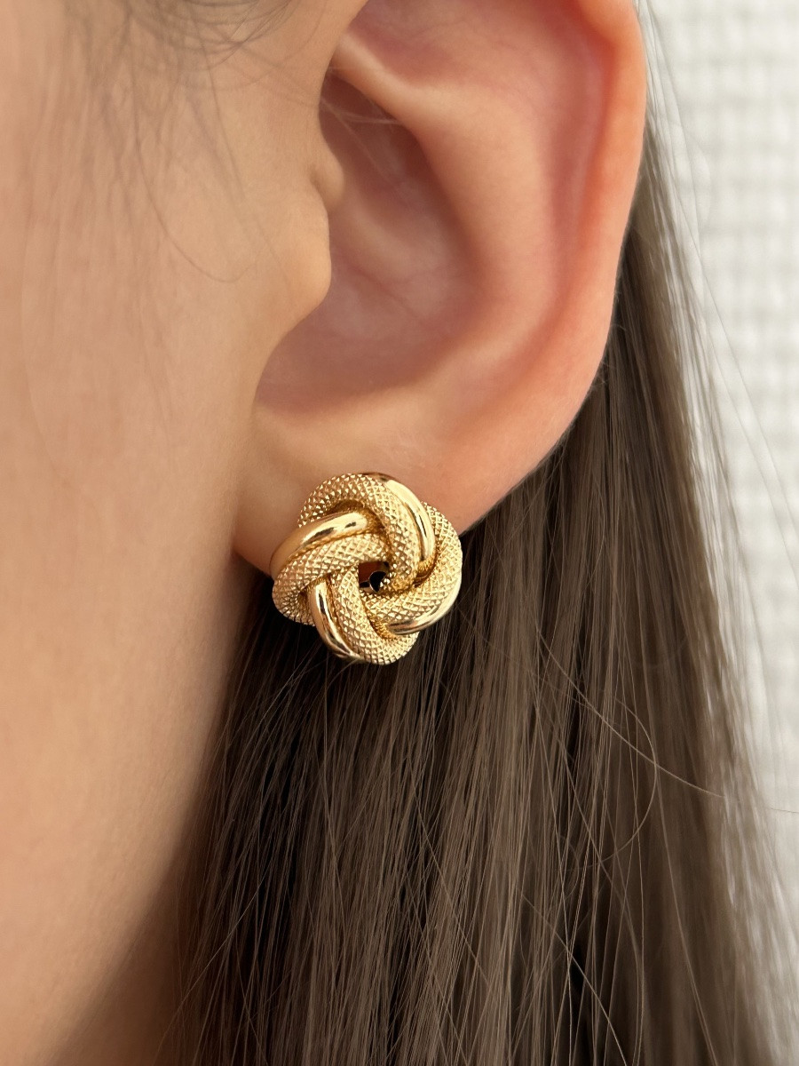 Boucles d'oreilles nœud en or 18K -photo-2