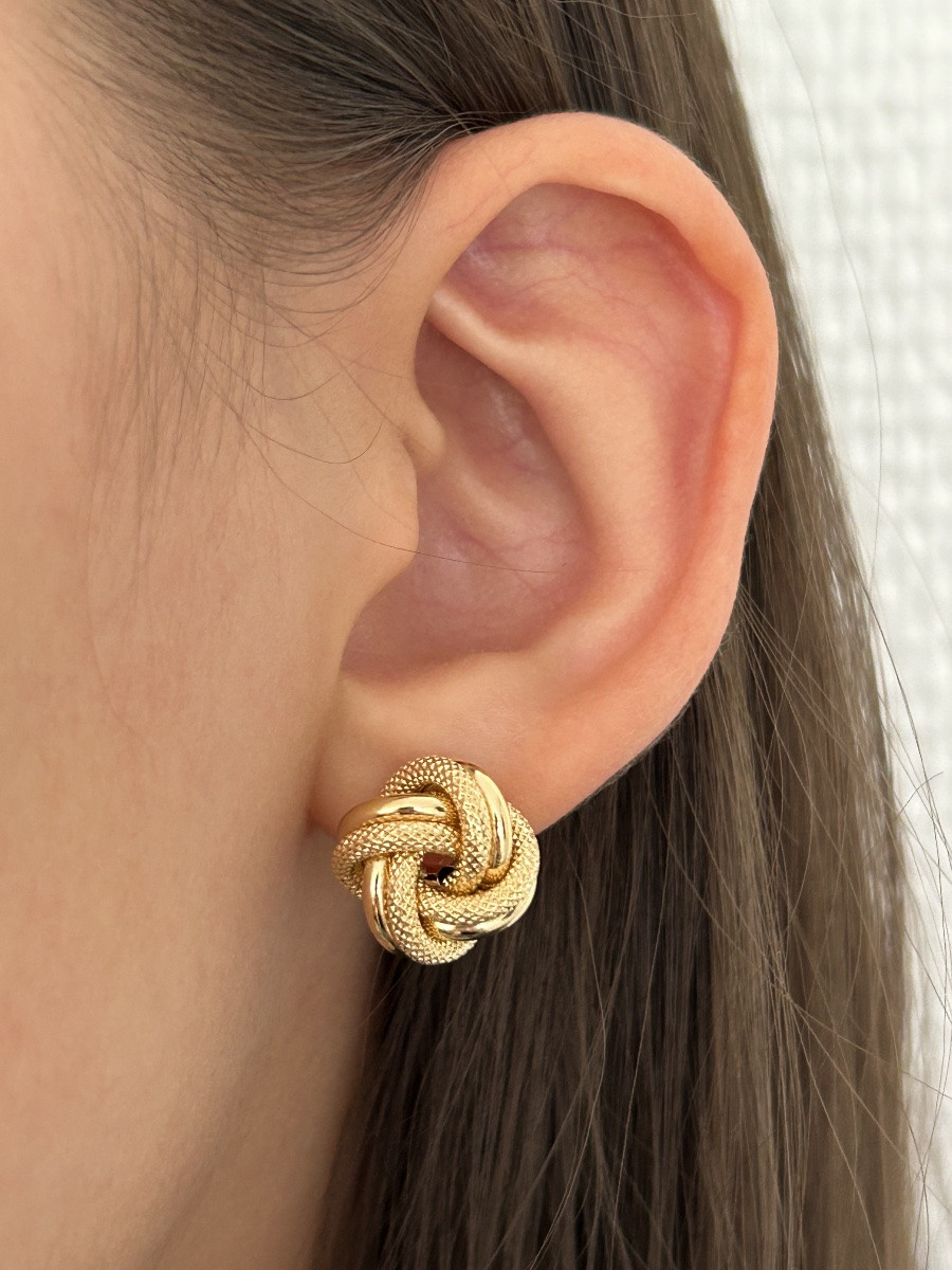 Boucles d'oreilles nœud en or 18K -photo-3