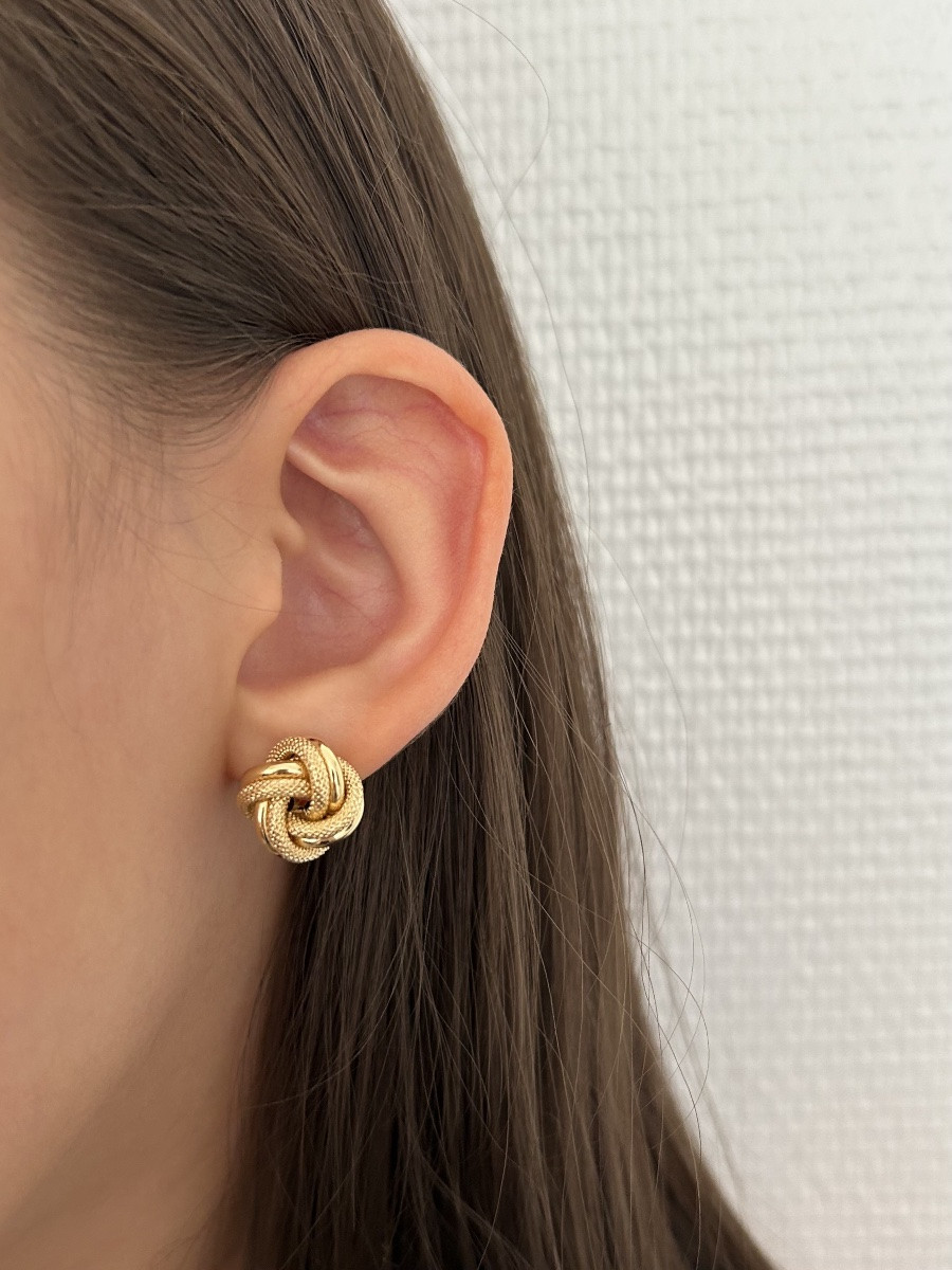 Boucles d'oreilles nœud en or 18K -photo-4