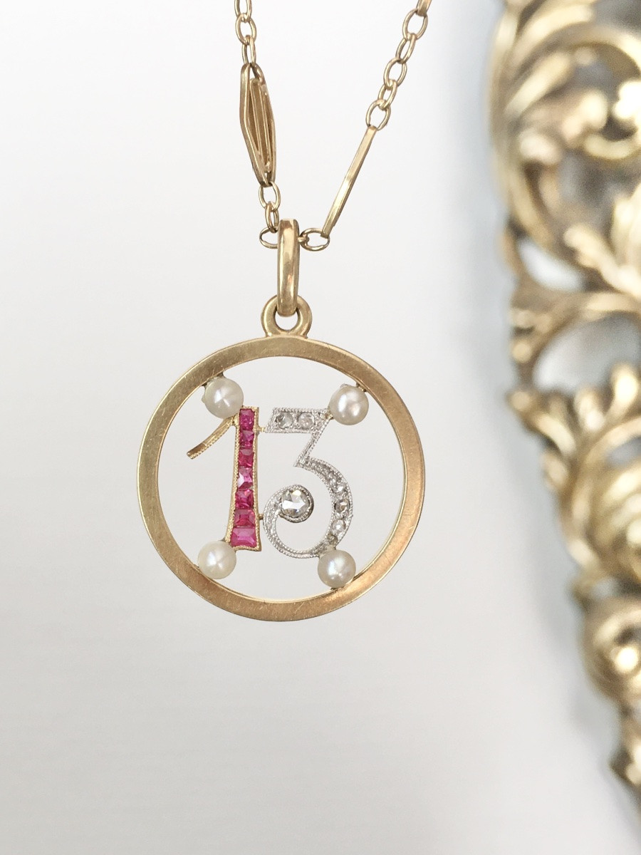 Pendentif Art Déco porte bonheur "13"-photo-2