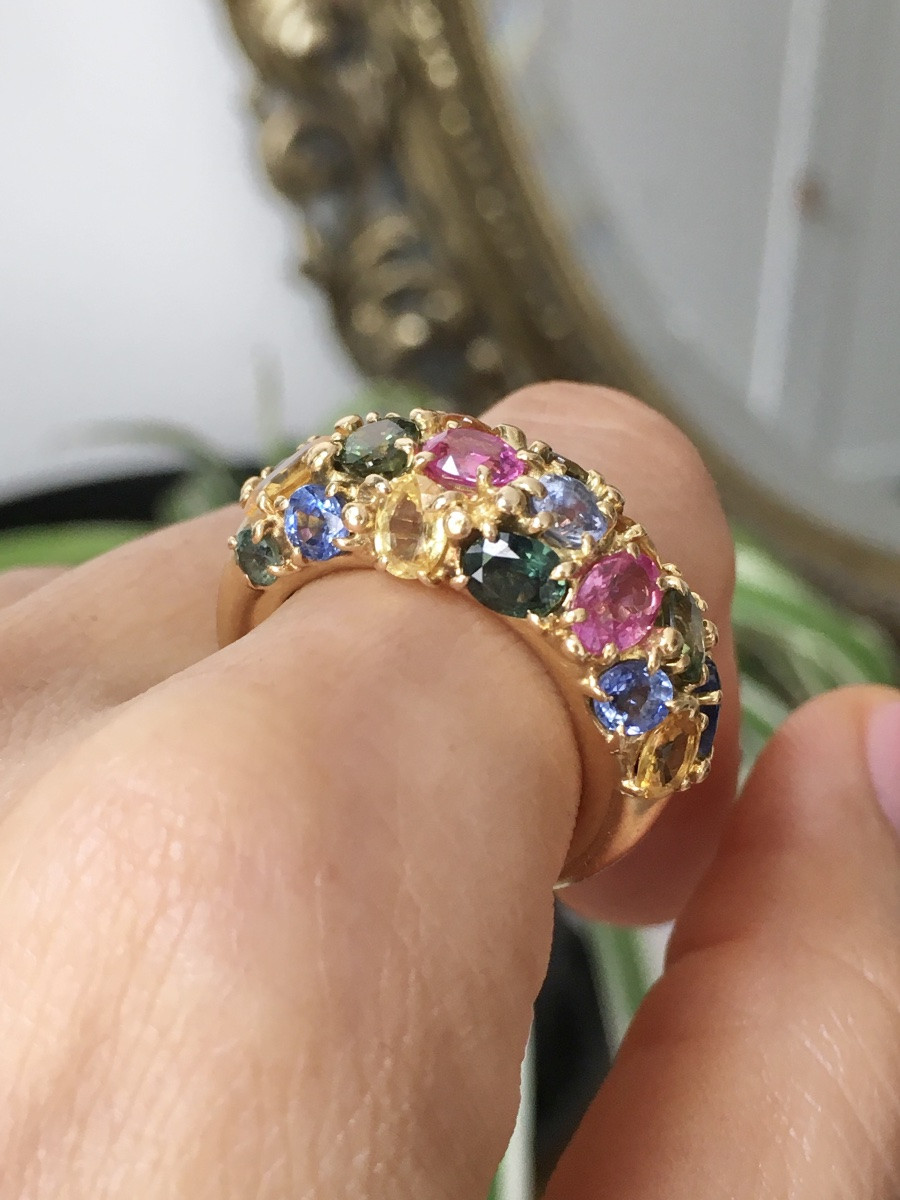 Chaumet Tutti-frutti Ring In 18k Yellow Gold Set With Sapphires-photo-7