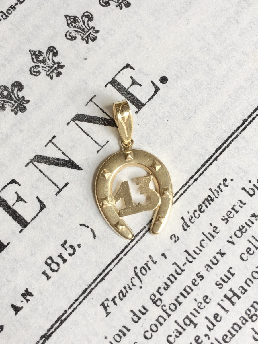 18k Yellow Gold Horseshoe Pendant-photo-2
