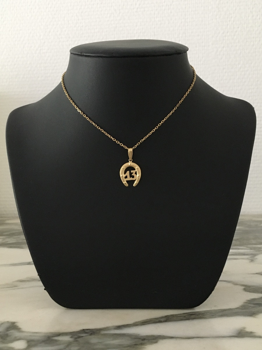 18k Yellow Gold Horseshoe Pendant-photo-2