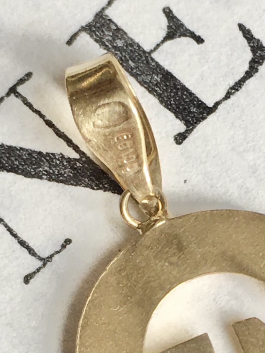 18k Yellow Gold Horseshoe Pendant-photo-7