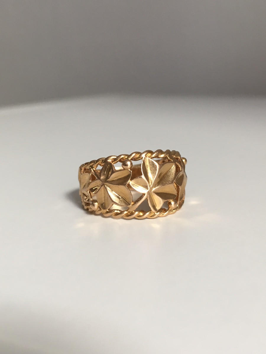 Bague en or jaune 18K avec un motif  végétal-photo-3