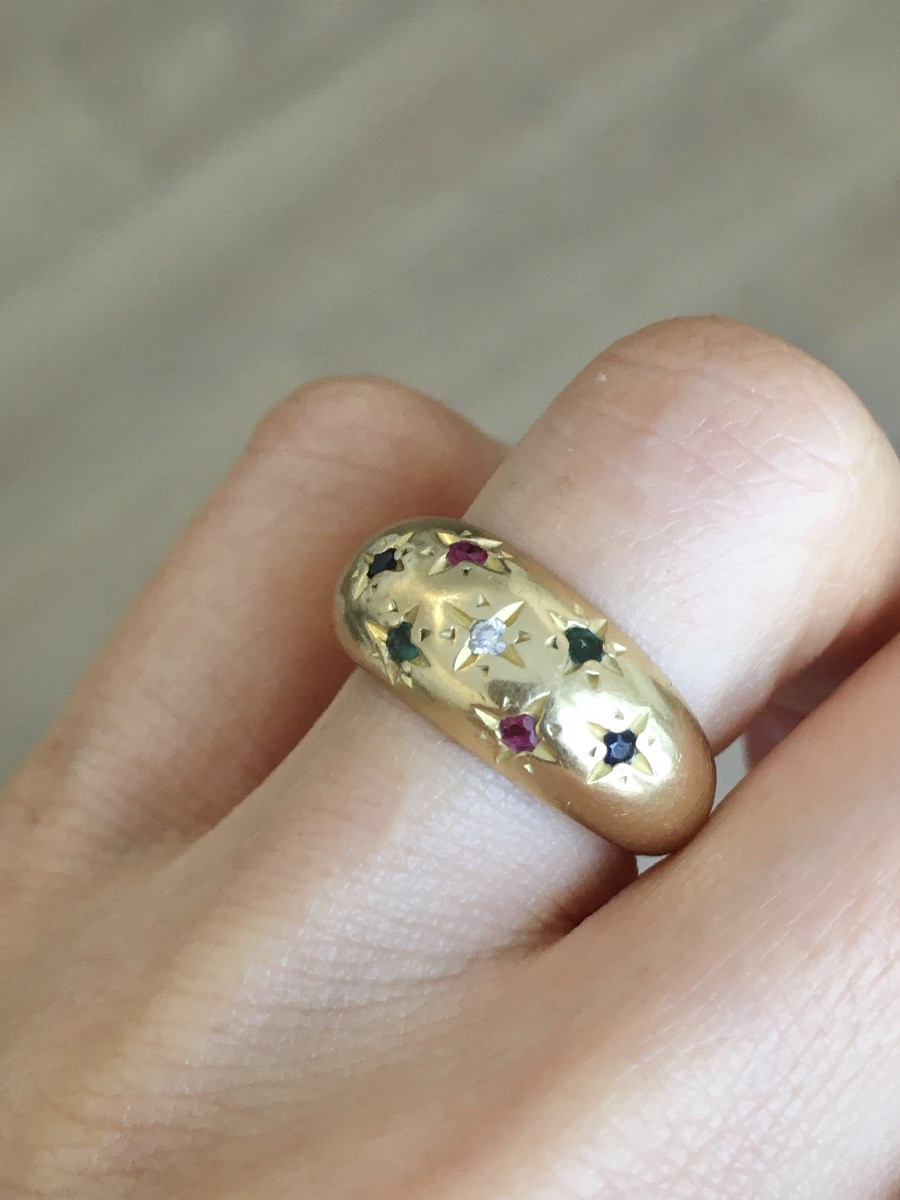 18k Yellow Gold Ball Ring-photo-5