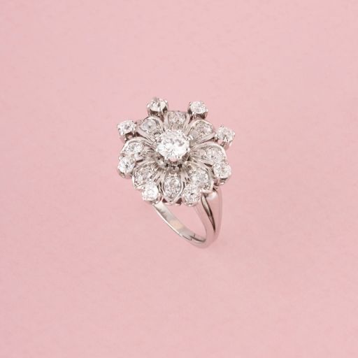 Bucherer Floral Ring In White Gold And Diamonds -photo-1