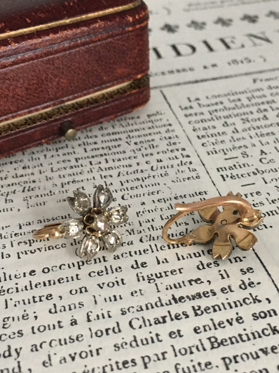 Antique Sleeper Earrings In 18k Gold And Silver -photo-3