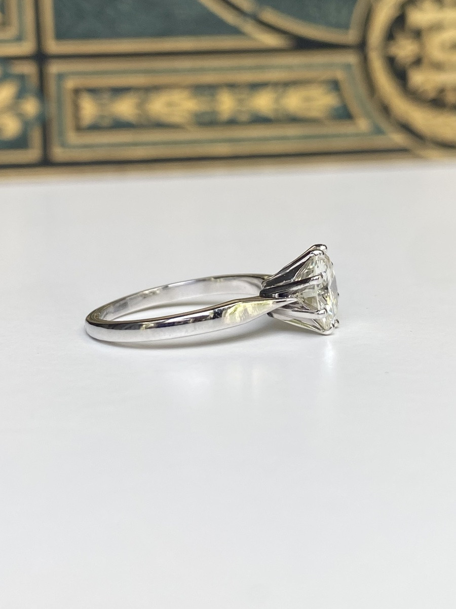 Bague solitaire en or blanc 18k (750) ornée d'un diamant 1,46 ct-photo-1